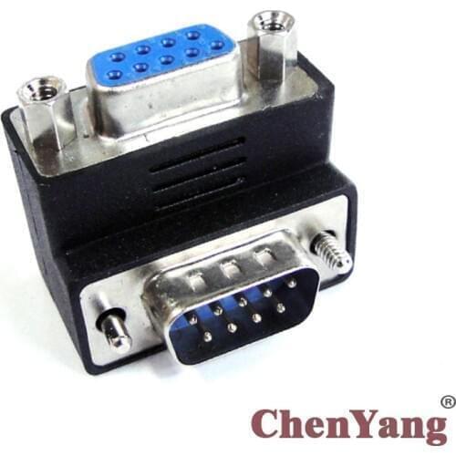 CYSM D-Sub Connector Socket 9PIN Male to Female Up Angled 90 Degree Adapter
