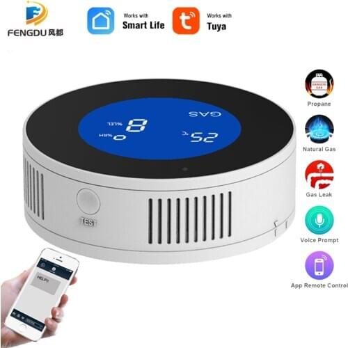 Tuya WiFi Natural Gas Leak Detector Detection Alarm Gas Detector LCD Temperature Sensor For Smart Life