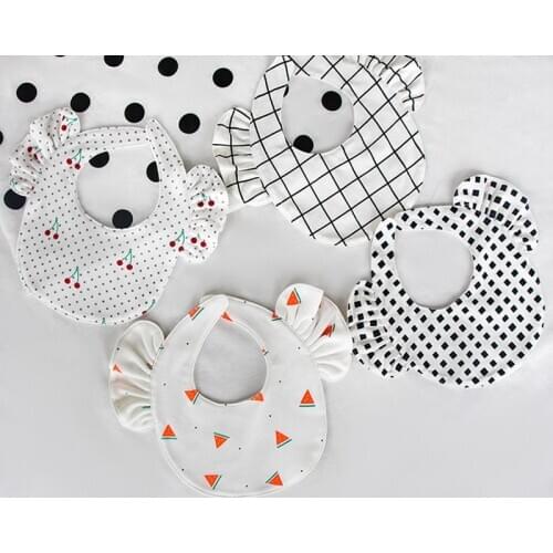 INS Cotton Baby Apron Bibs Small Wing Lotus Leaf End Newborn Baby Burp Cloths Feeding Babies Saliva Towel Kids Stuff