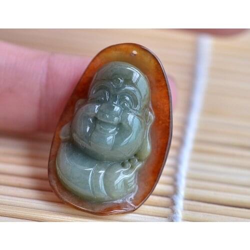 Exquisite natural jade Maitreya Buddha pendant e21
