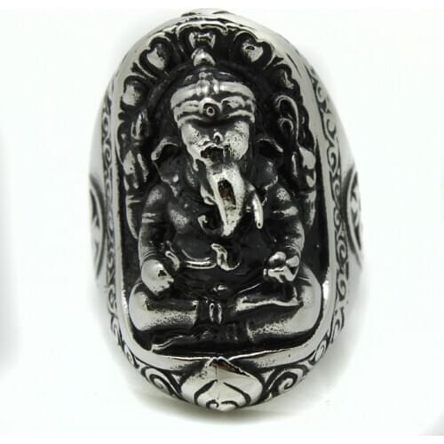 2015 Newest Fashion Design 316L Stainless Steel Elephant Ring Lord Ganesha Ring