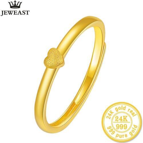 ZZZ 24k Gold Heart Ring Romantic And Classic Resizable Design Remand You Party Wedding Bands Yellow Golds 2020 New Hot Sale Top