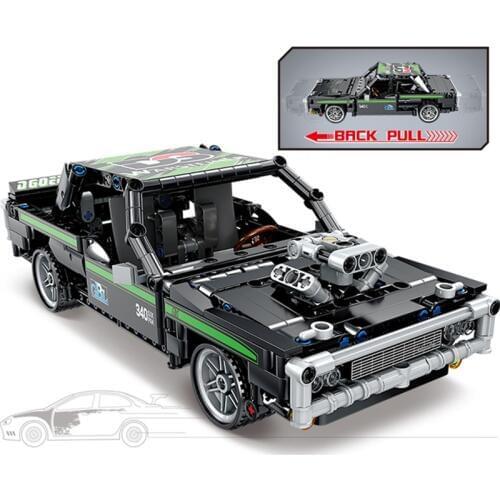 NEW Technic MOC 1970 Doms Dodge Charger Sports car Engine Racing Retrofit Speed Building Blocks Sets Bricks Model Children Toys