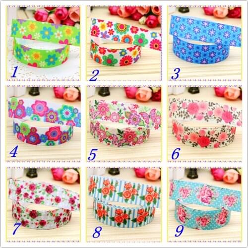 7/8'' Free shipping flowers printed grosgrain ribbon hairbow headwear party decoration diy wholesale OEM 22mm S258