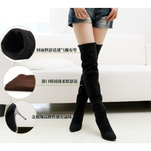 Fashion Womens Frosted Suede Overknee Boots High Heels Spring Autumn Boots Shoes Keen High Cosplay Boots 3 Colors US Size 4-12