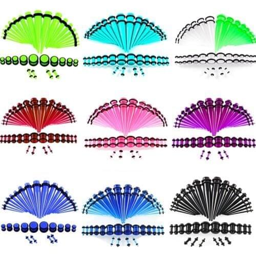 36PCS/Set Acrylic Ear Stretching Kit Beginer 14G-00G Ear Gauge Kit Taper Set Ear Stretchers Plug And Tunnel Set Expander Jewelry