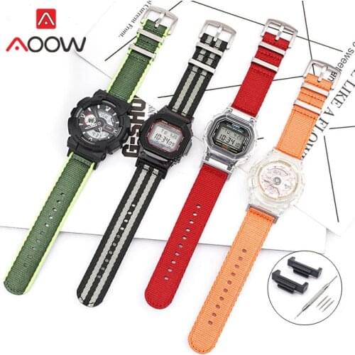 NATO Nylon Strap for Casio G-Shock GA-110 120 GD-100 DW-5600 DW-6900 G-5600 Men Replacement Watch Band Adapters Connectors kit