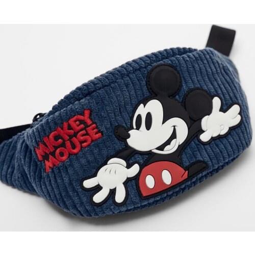 New Disney Mickey Mouse Cartoon Printed Fanny Pack Mickey Mouse Adorns The Corduroy Fanny Pack Plush Backpack Fashion Bag Purses
