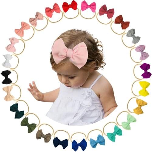 Solid color Big Bow Headband Stretch Hairband Headwear 1PC Newborn Infant Baby Girls hair bands for children Hair Accessories