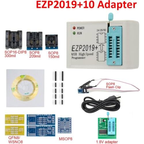 Original EZP2019 USB SPI Programmer High-Speed EZP 2019 Support24 25 93 EEPROM Flash BIOS Chip Full Set with 10 Adapters