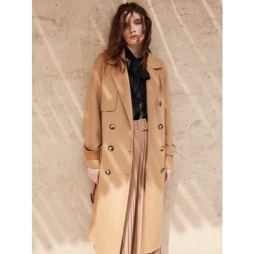 90s Super Fine Australian Wool Double Face Cashmere Coat Womens Middle Long 2021 New High End 100 Pure Wool Coat