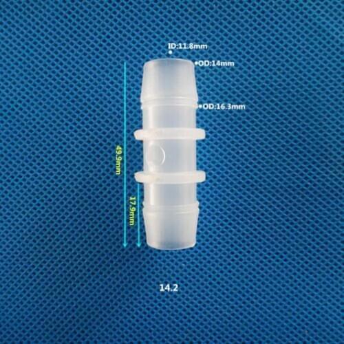 14.2mm Plastic Pipe Fitting Pagoda Barbed Straight Equal Coupling Hose Connector Tube Joint for Garden