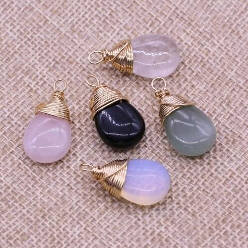 3pcs Natural Stone Water Drop Shape Pendants Charms Green Aventurine for Earring Necklace Bracelet Jewelry Making Size 13x25mm