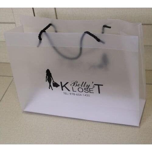 Custom printed shopping frosted pp gift bag/plastic packaging pvc bag for garment/printed LOGO promotion bag/40x30x15cm