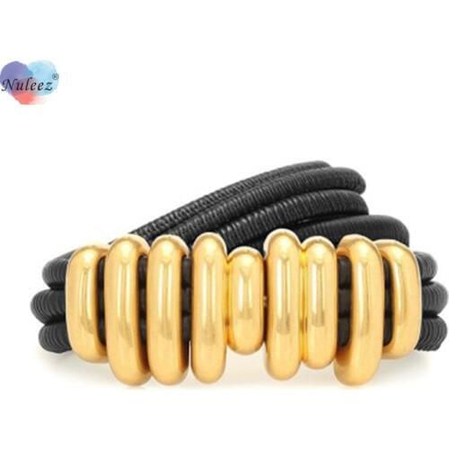 Nuleez Copper Button Belt Women Cummerbunds Corset Fashion Star Popular Luxury Sheep Leather Adjustable Belt Clothing Accessory