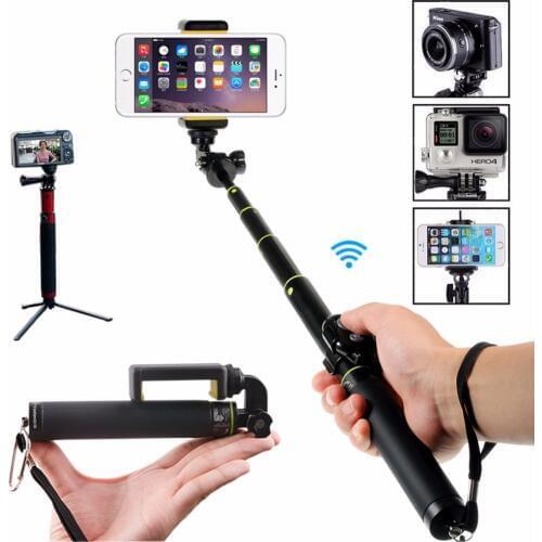 Extendable Bluetooth Selfie Stick Portable Pole Monopod with Mini Tripod Bracket for Gopro/iPhone/Xiaomi Saumsung Smartphones