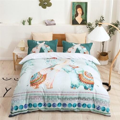 Luxury bohemian bedding set with pillowcase elephant print bedline comforter duvet cover set king/queen/full/double/twin/single