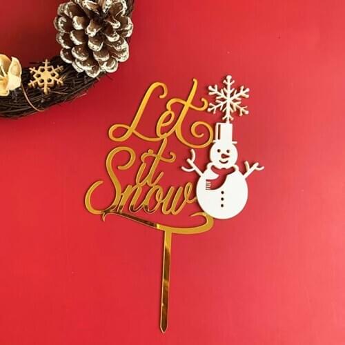 Merry Christmas Acrylic Cake Topper Snowman Letters Cupcake Topper For Xmas Party Christmas Cake Decor