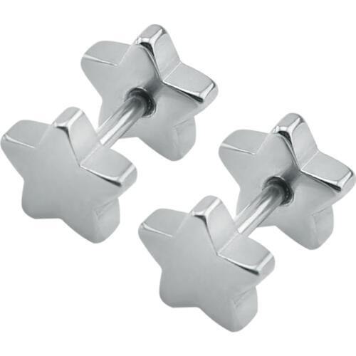 Star stud earrings stainless steel earring double side gold silver Color punk earrings men women small earring child girls kid