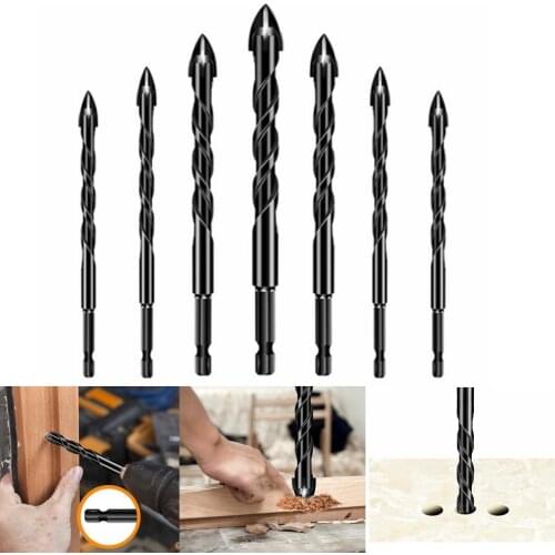 3/4/5/6/8/10/12mm Twist Drill Cross Hex Tile Drill Bits for Glass Ceramic Concrete Hole Opener Hard Alloy Triangle Bit Tool Kit