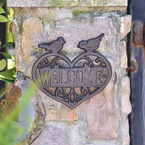 Sungmor Vintage Cast Iron Heart Shape Wall Mount Welcome Sign | Wall Decor Welcome Tag | House Plaque Garden Bar Store Door Sign