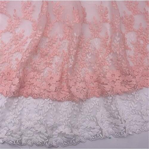 1Yard Pink Ivory Tulle Embroidery Lace Accessories Handmade DIY Mesh Embroidery Lace Clothing Skirt Doll accessories Trim 32cm