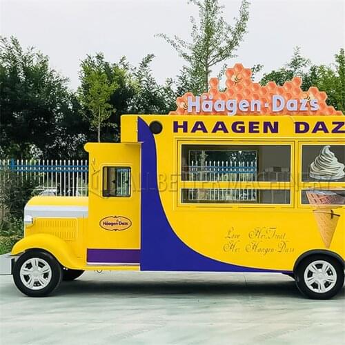 Street Serve Sale Ice Cream Kiosk Dessert Dining Car Fast Food Truck Electric Food Cart Mobile