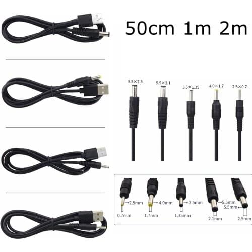 USB Male Port Type A To DC 5V 3.5*1.35mm 4.0*1.7mm 2.5*0.7mm 5.5*2.1mm 5.5*2.5mm Barrel Jack Power Cable Connector