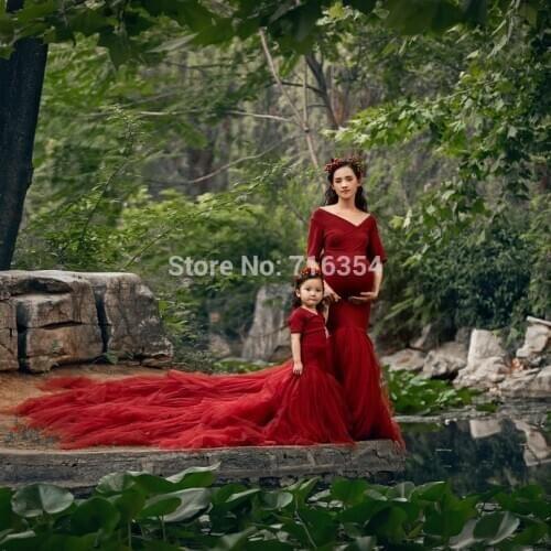 Vintage Tulle Maternity Dress for Photo Shoot Floor Length Maternity Gown Mother and daughter matching Dress pregnant Outfits