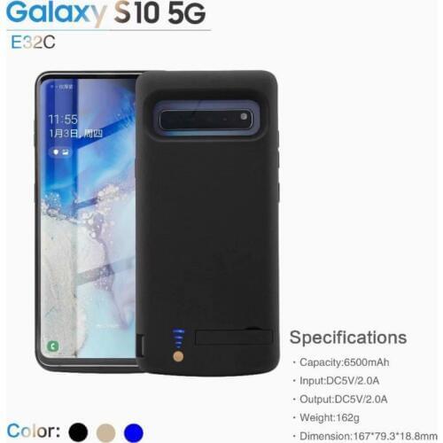 Extpower 6500mAh power pack Backup Charging power bank battery cover case For Samsung Galaxy S10 5G Shockproof battery charger
