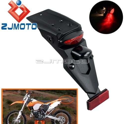 Motocross Rear Fender With Red Reflector Mud Guard Tail Light For Kawasaki KLX KX KLR Honda CRF EXC XCF License Plate Holder