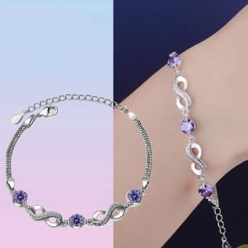 Authentic 925 Sterling Silver Endless Love Infinity Chain Link Adjustable Women Bracelet Luxury Silver Jewelry SCB037