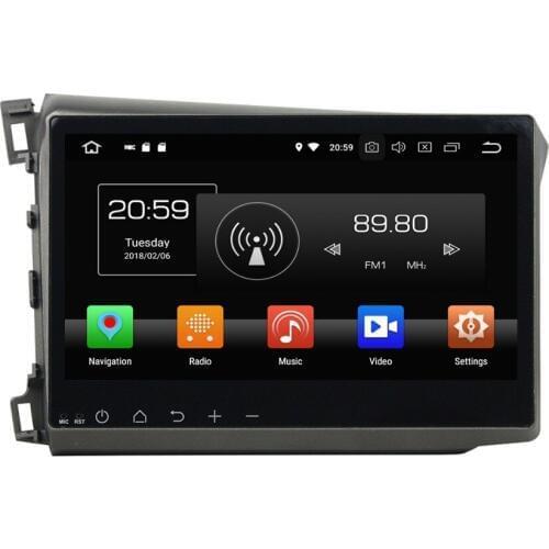 10.1" Android 8.0 Car Radio DVD Stereo Multimedia for Honda Civic 2012 2013 2014 2015 4GB RAM GPS Bluetooth WIFI USB Mirror-link