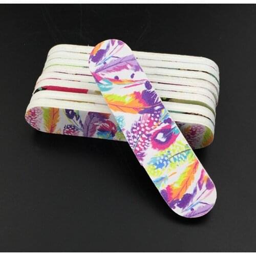 50pcs Mini NailFile 100/180 Double Side Nail Buffer Angle Nail File Grit Sanding Tool Washable Buffing Random