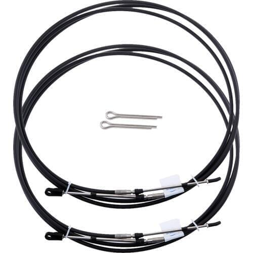 2pieces Throttle Cable Wires, Throttle Shift Control Cables for Yamaha Outboard, 2 Ends Thread of 10-32UNF, 12FT