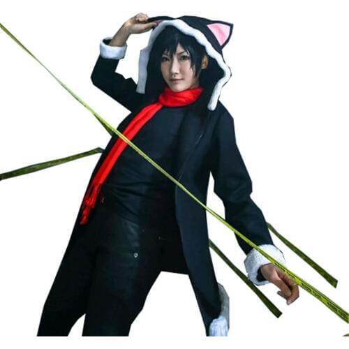 2017 Durarara Cos Orihara Izaya Berber Fleece Black Hoodie with Cat Ears Cosplay Costume