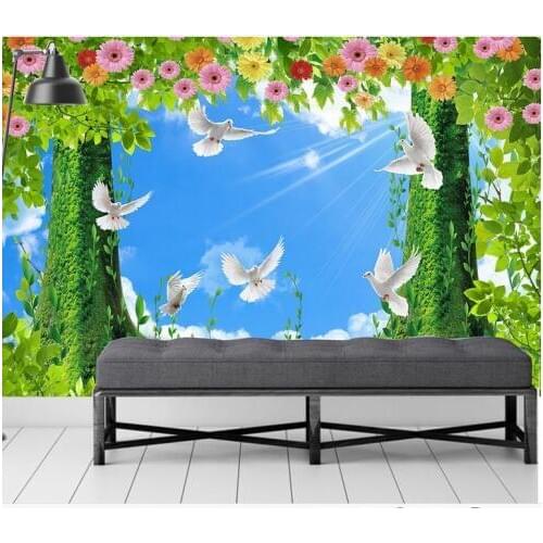 3d wallpaper custom 3d murals wallpaper Pastoral scenery Only beautiful greenery blue sky 3 d indoor wallpaper background wall