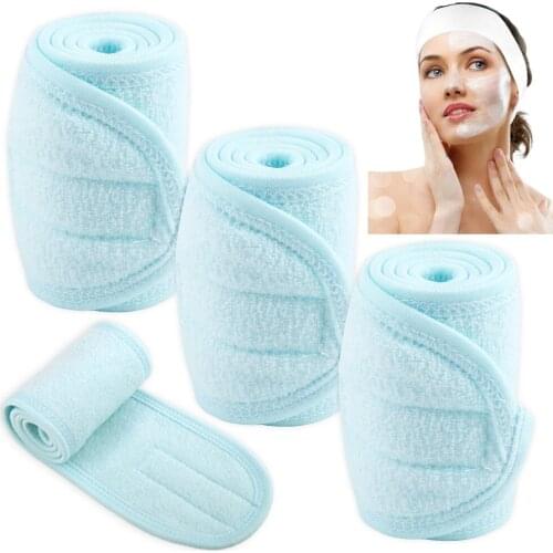 5/10pcs Eyelashes Spa Facial Headband Make Up Wrap Head Terry Cloth Adjustable Stretch Towel with Magic Tape Eye Lash Tools