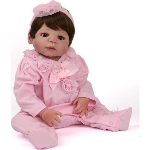 55cm Full silicone Vinyl Princess Toddler beautiful pink clothes lol original Girls Birthday bebe Gift Present Child reborn toy