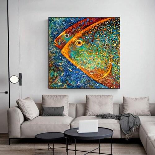 Abstract Oil Painting Fish Posters and Prints Wall Pictures for Living Room Animal Poster on the Canvas Painting Unframed