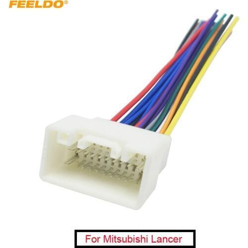 FEELDO 10Pcs Car Radio Stereo Wiring Harness Adapter For Mitsubishi Lance/Outlander/Mirage Aftermarket Installation CD/DVD