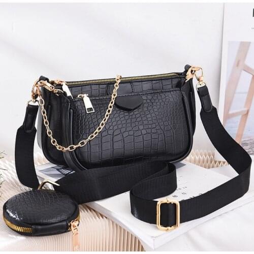 Brand Designer 3-IN-1 Messenger Handbag Tote Leather Vintage Pattern Crossbody Bag Purse New Shoulder Bag Clutch Tote