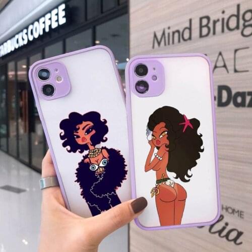 Phone Case for IPhone 12 11 Pro Max X SE 2020 6 S 7 8 Plus XR XS XS Max Fashion Coffee Africa Girl Soft Matte Bumper Shell Cover
