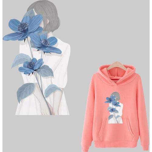Girls flower patches for clothing iron on transfer stickers for clothes heat transfer patch for girls dress diy dec parches ropa