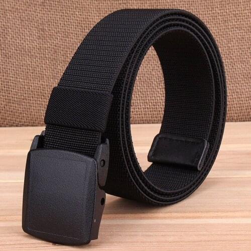 Elastic stretch canvas belt trousers Outdoor sports tactical nylon denim automatic smooth buckle buckle belt