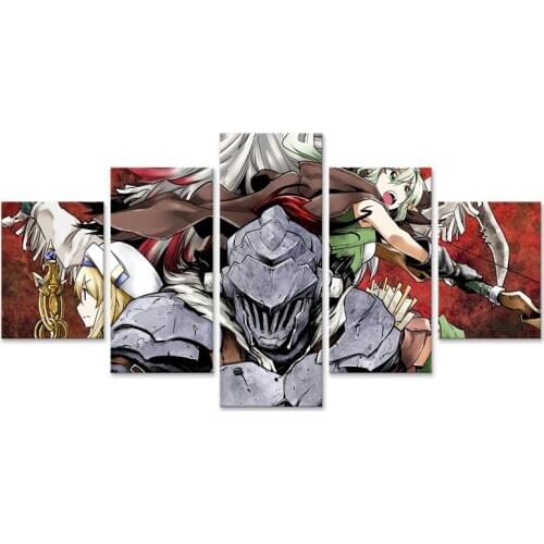 Goblin Slayer Team Canvas Painting Wall Art 5 Pieces Home Decor Modular For Living Room Anime Pictures Artwork Poster