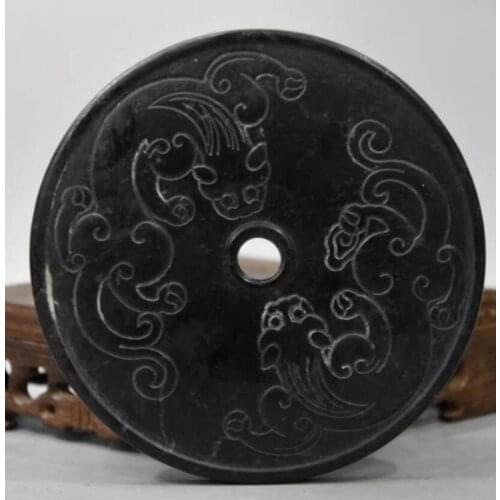 Hongshan culture archaize black iron meteorite sculpture relief statue