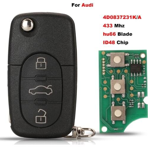 Jingyuqin 4D0837231A/4D0837231K 433Mhz ID48Chip For AUDI A3 A4 A6 A8 3 Button Car Remote Key C Old Models