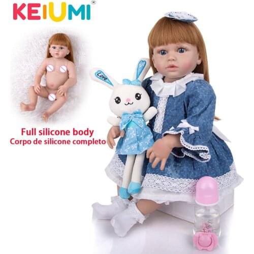 KEIUMI Dropshipping Full Silicone Vinyl Reborn Baby Dolls 23 Inch Realistic Newborn Baby Dolls Toy Gift To Child Birthday