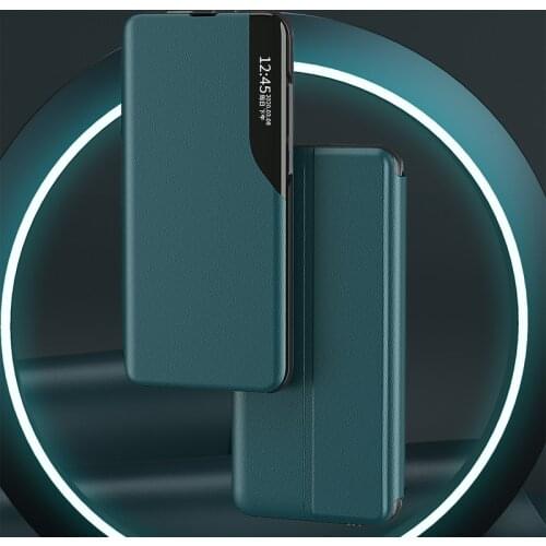 Uftemr Leather Smart View Window Flip Phone Cover Case for Oneplus Nord2 Nord 2 Magnetic Holder Book Case One Plus Nord 2 5G